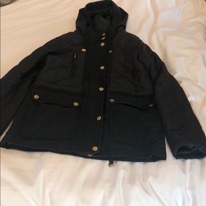 Topshop Women’s Quilted Black Hooded Jacket